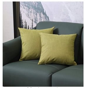NEW Grass Green Linen Throw Pillow Covers 18x18 Inch (Set of 2)